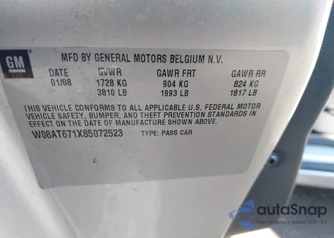 2008 Saturn Astra Xr from USA, damaged, VIN W08AT671X85072523